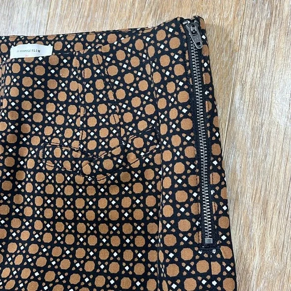 Anthropologie Essential Slim Trouser Pant Brown Motif Women's Size 2 Like New - Picture 6 of 15